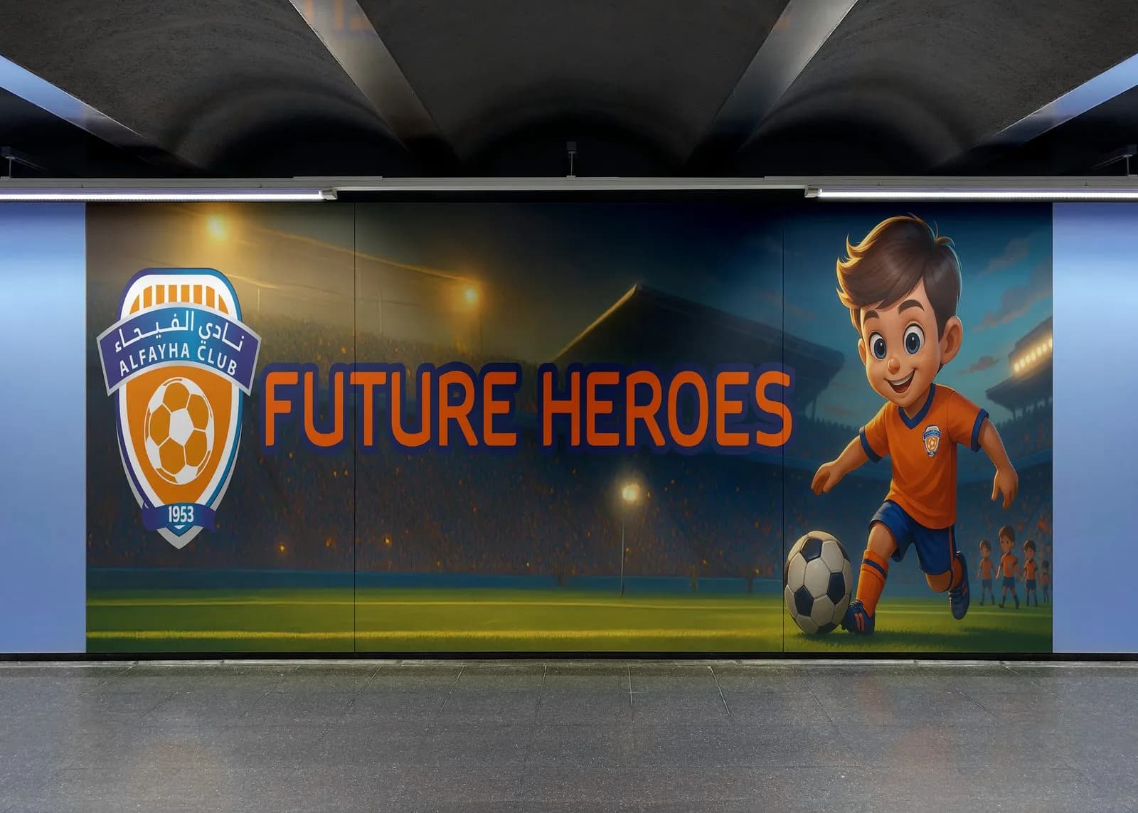 لوحة إعلانية FUTURE HEROES لأكاديمية الفيحاء