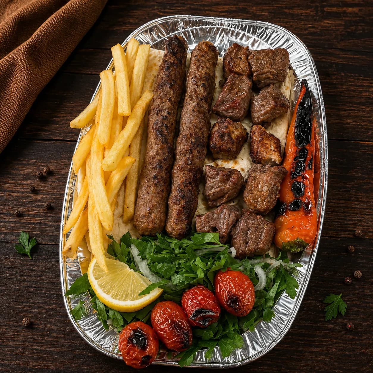طبق كباب من فرن ولحم
