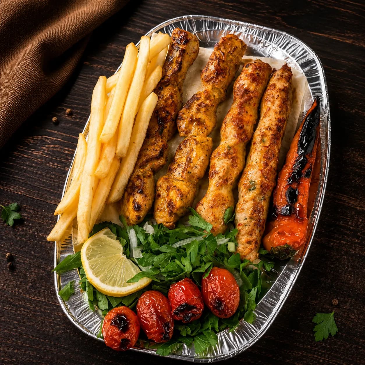 كباب دجاج من فرن ولحم